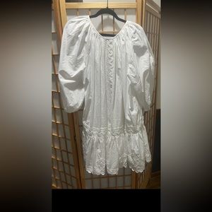 Juliet Dunn size 3 white Cotton peasant sleeve dress